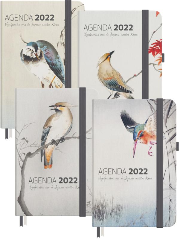 Omslag van Agenda 2022 Vogelprenten van de Japanse meester Koson | Pakket van 4 agenda's