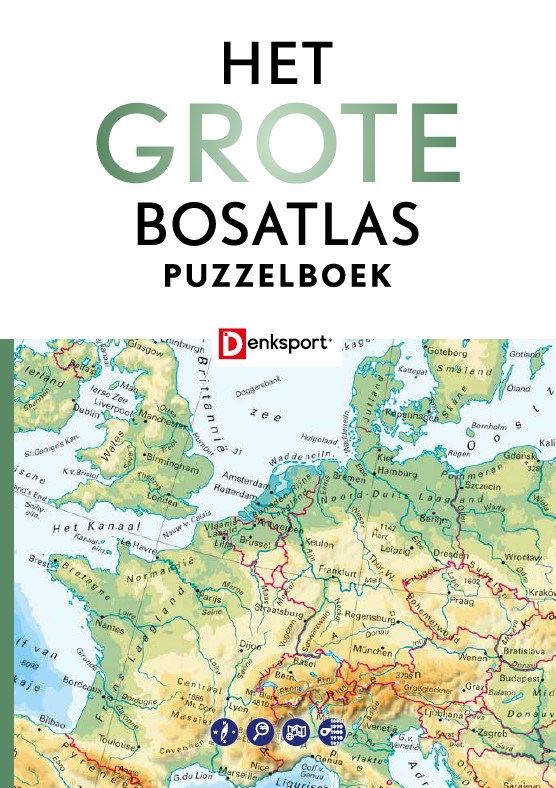 Omslag van Denksport Het Grote Bosatlas Puzzelboek