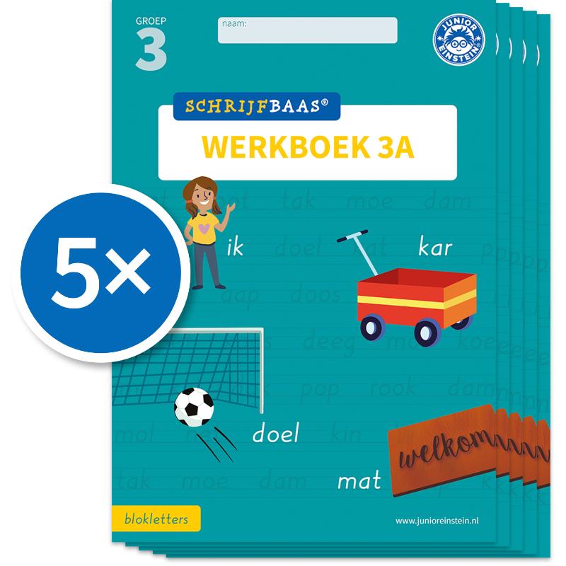Omslag van Schrijfbaas Blokletters Werkboek 3A (Set van 5)