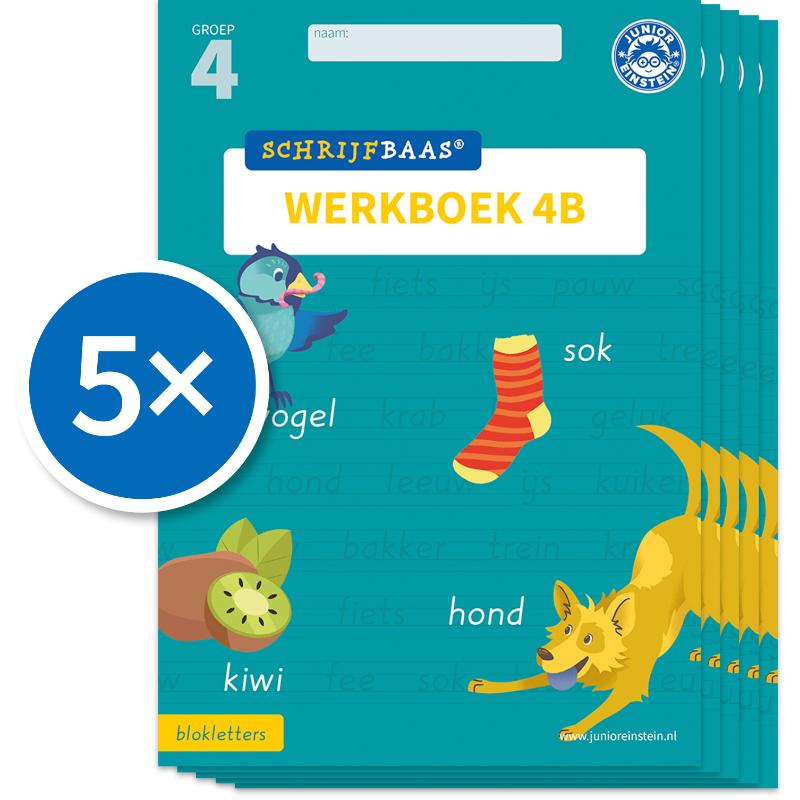 Omslag van Schrijfbaas Blokletters Werkboek 4B (Set van 5)