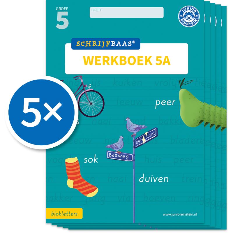Omslag van Schrijfbaas Blokletters Werkboek 5A (Set van 5)