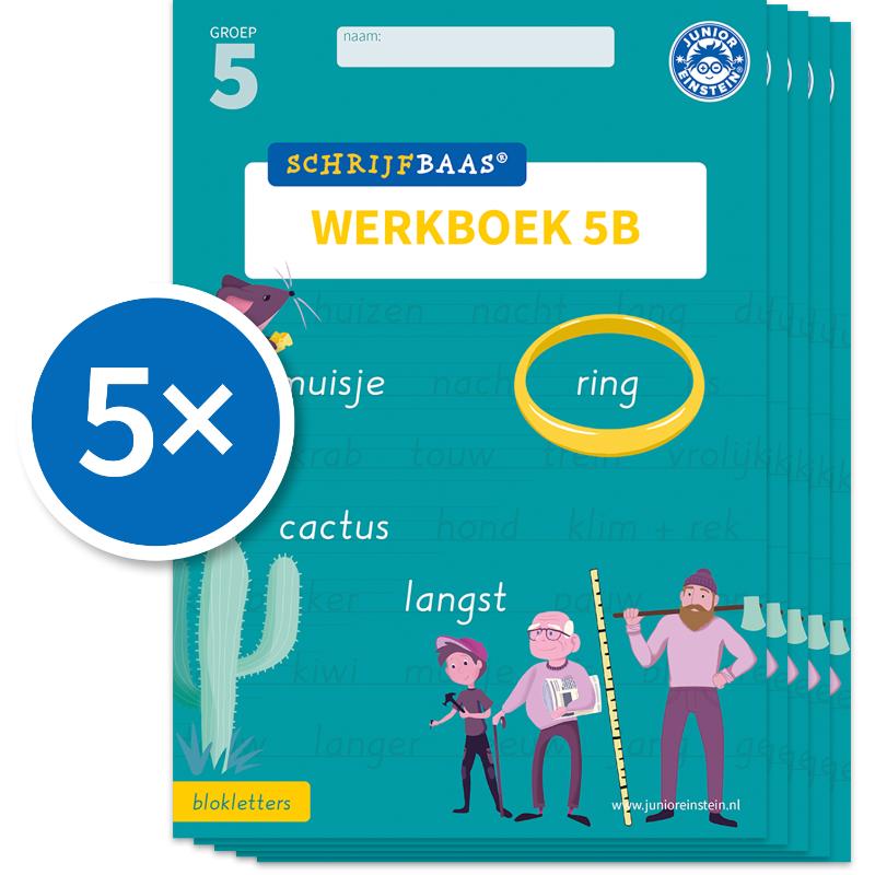 Omslag van Schrijfbaas Blokletters Werkboek 5B (Set van 5)