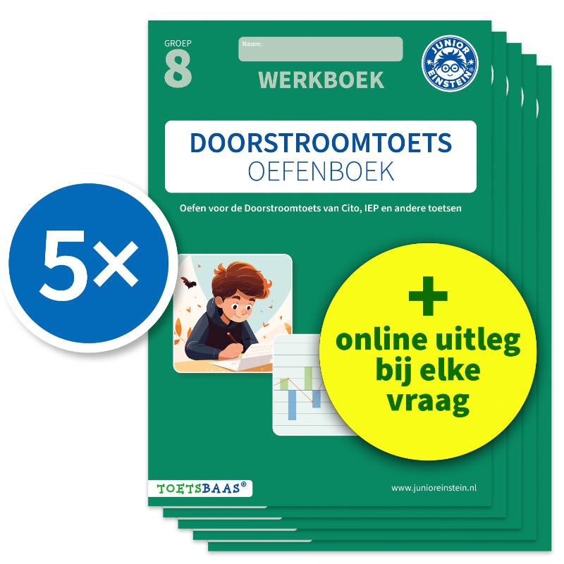 Omslag van Doorstroomtoets Oefenboek – Werkboek + Online video-uitleg (set van 5)