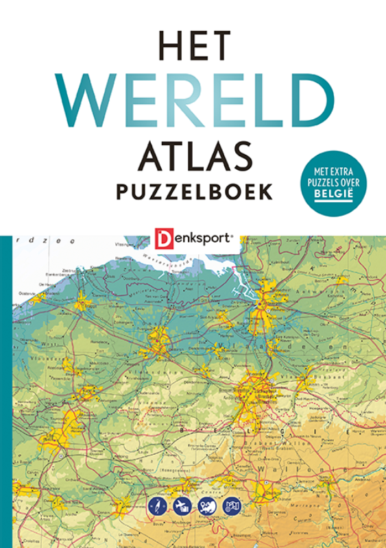 Omslag van Denksport - Het Wereld Atlas Puzzelboek (BE)