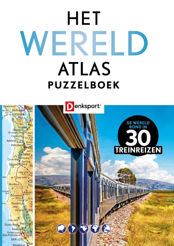Omslag van Het Wereld Atlas Puzzelboek- Treinreizen (BE)