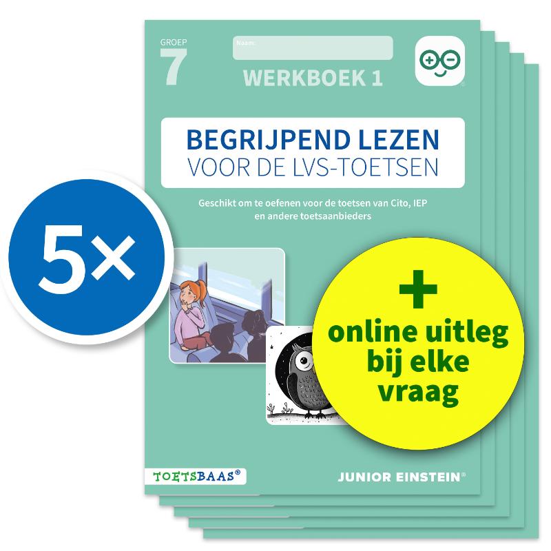 Omslag van Begrijpend lezen voor de LVS-toetsen - Groep 7 - Werkboek 1 + Online video-uitleg (set van 5)