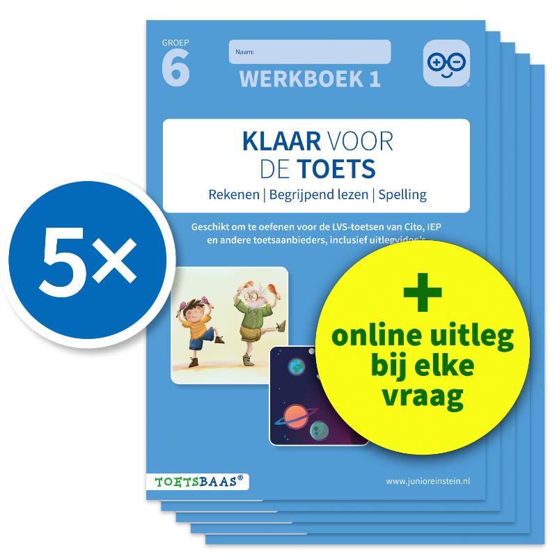 Omslag van Klaar voor de toets - Werkboek 1 | Groep 6 + Online video-uitleg