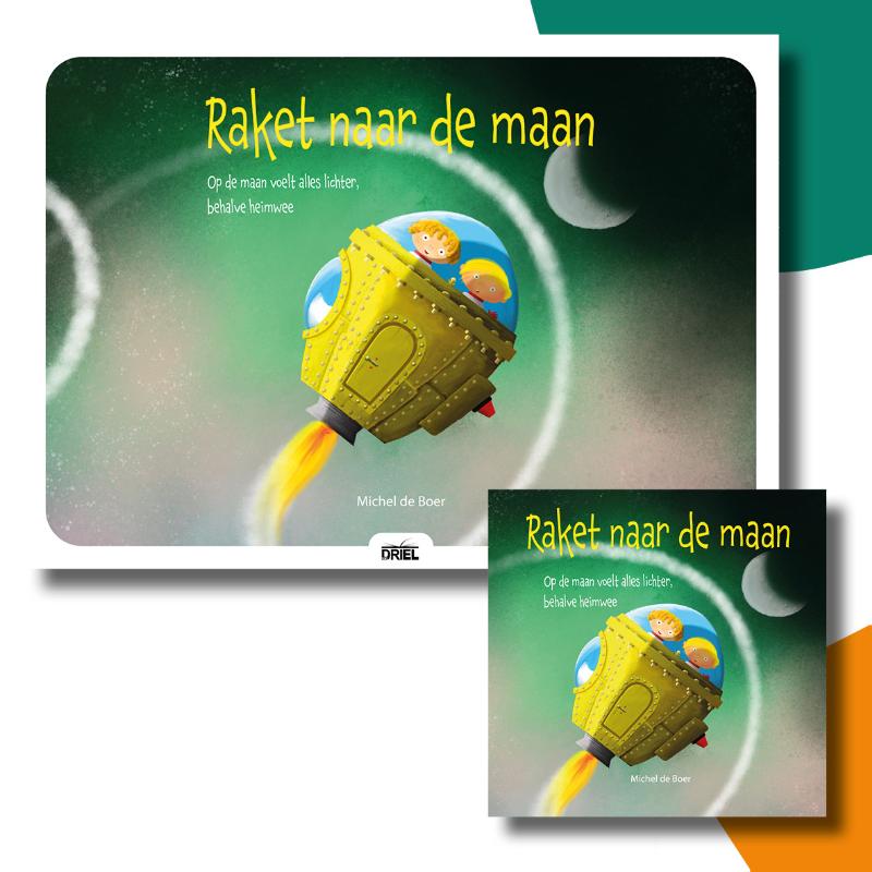 Omslag van Raket naar de maan kamishibai vertelplaten + boek