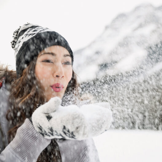 Woman in snow square