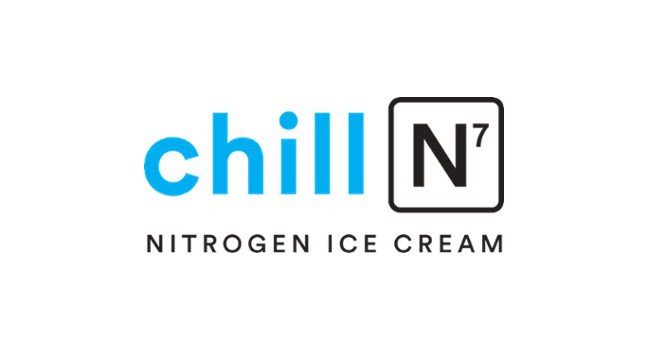 Logo that reads chill n7 nintrogen ice cream
