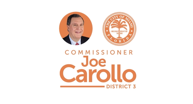 Logo that reads Comissioner Joe Carollo