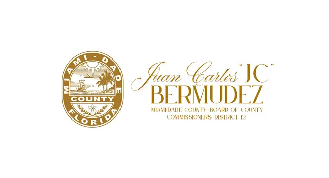 Logo that reads Juan Carlos JC Bermudez, Miami-Dade County Board of Country Commissioners District 12