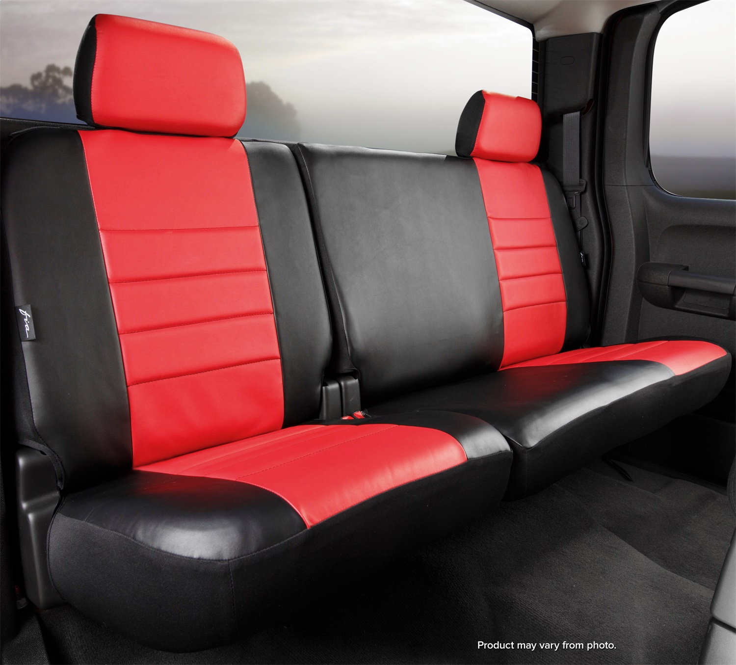 FIA SL62-25 RED Simulated Leather Black/ Red Custom Seat Cover With Adjustable Headrests