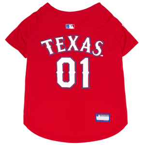 PETS FIRST RAN-4006-MD  Pet Clothes Baseball Jersey Medium Polyester Texas Rangers Embroidered Team 