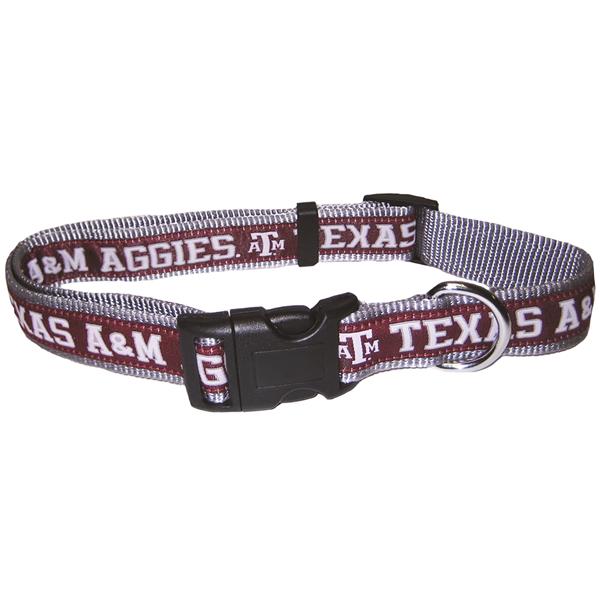 PETS FIRST TAM-3036-LG Pet Collar Flat Type 18 To 28" Adjustable Length Texas A&amp  With Woven Team Logo Nylon Non Lighted