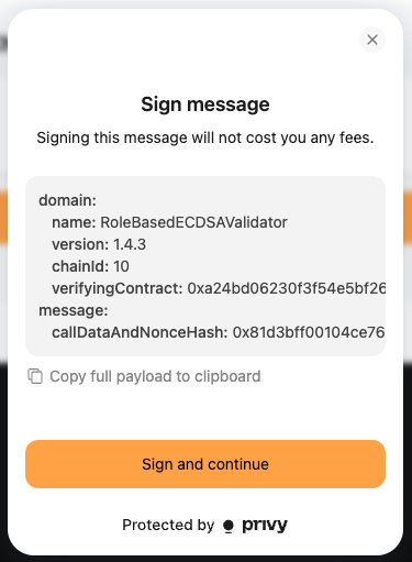 Privy Signing Message