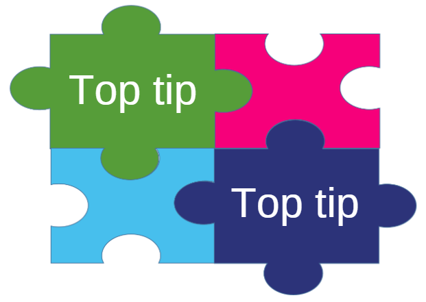 Image: Jigsaw graphic with the text Top tip