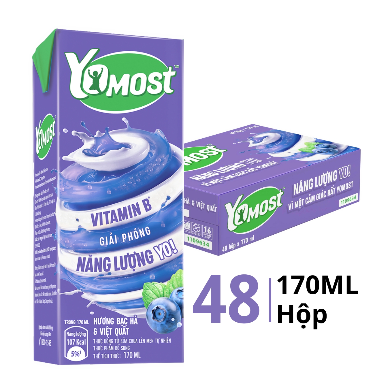 Thùng 48 hộp sữa chua uống Yomost vị bạc hà việt quất 170ml - Chuỗi ...