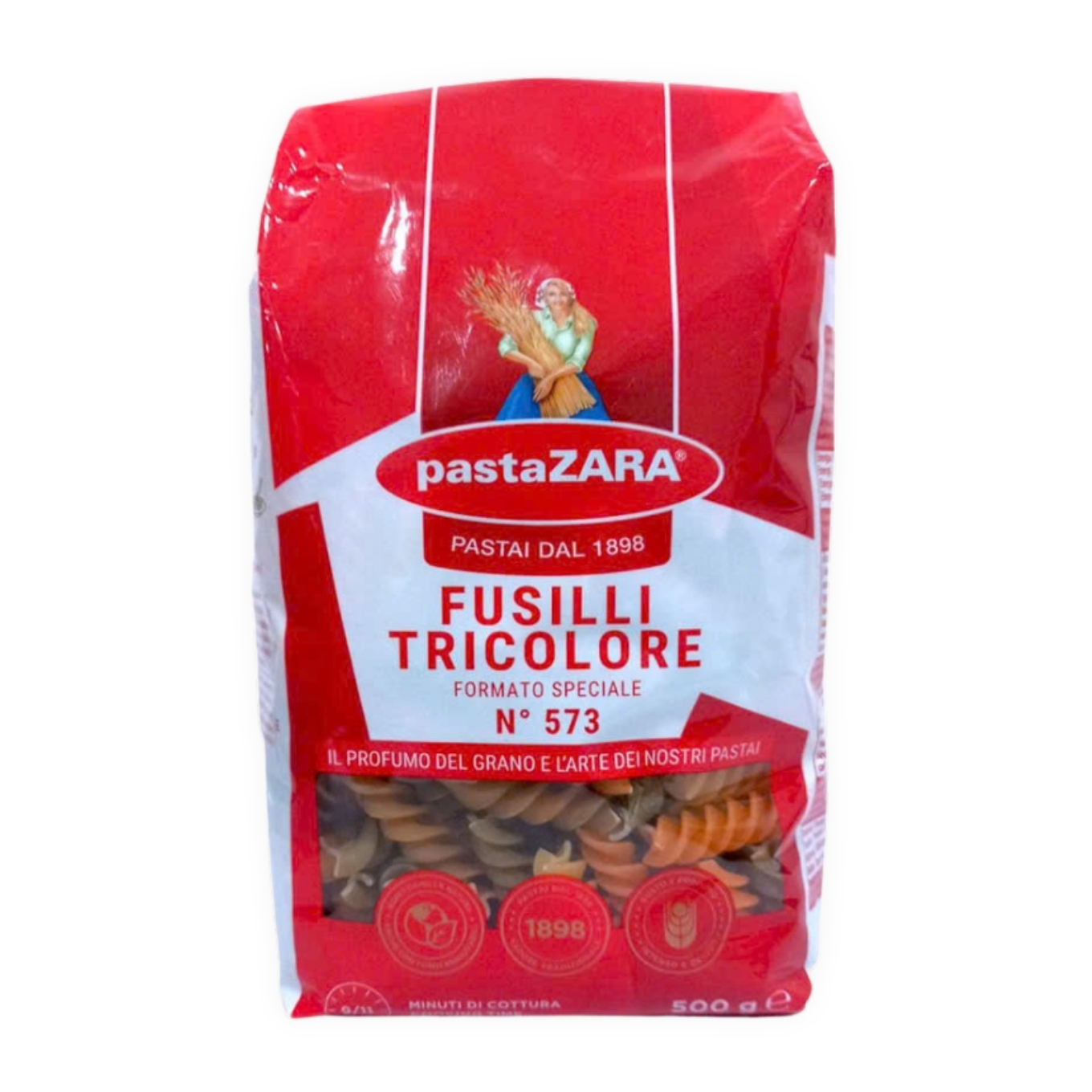 Nui ý xoắn màu Pasta Zara gói 500g (1 Gói) Chuỗi siêu thị thực