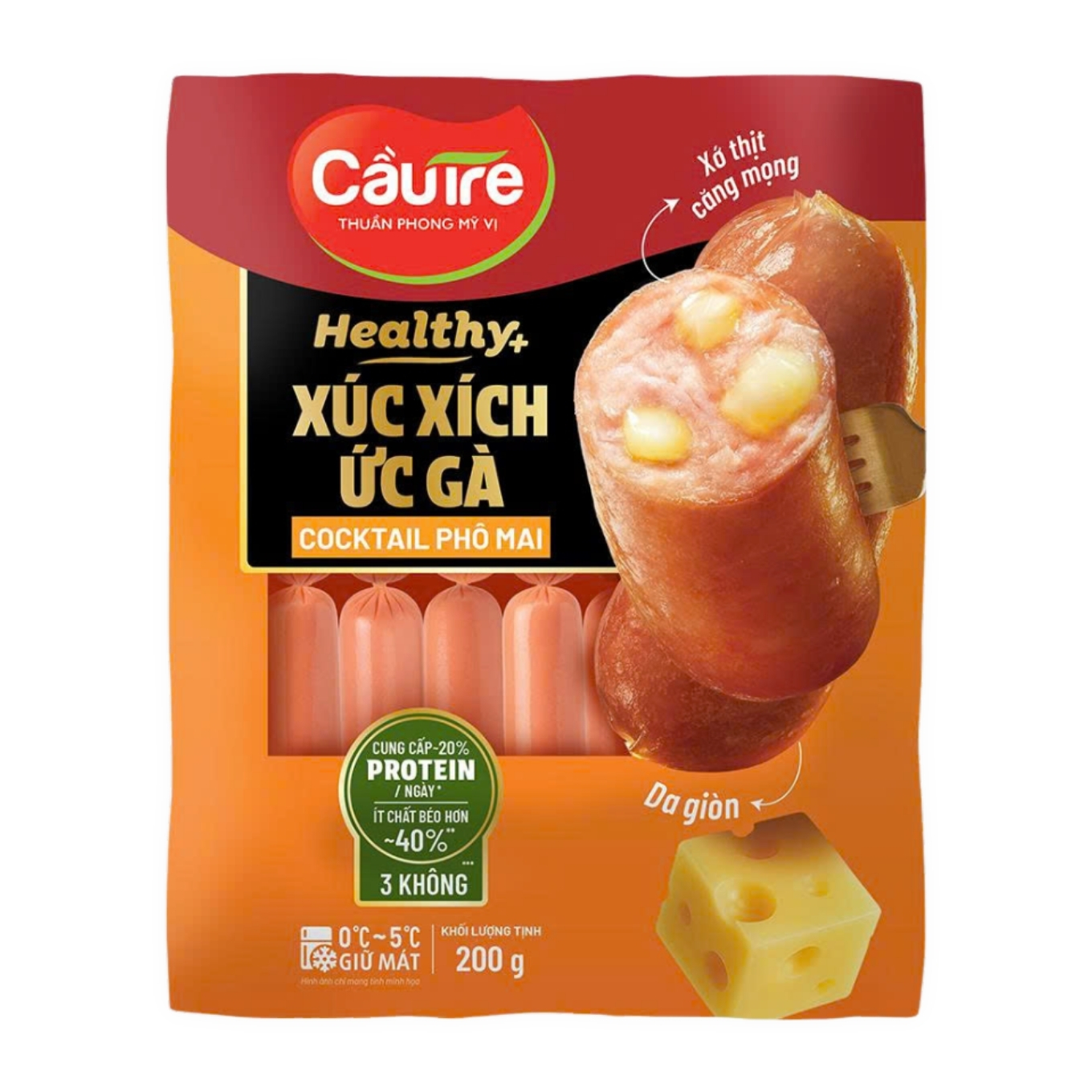 Xúc Xích Ức Gà CJ Cầu Tre Cocktail Phô Mai Gói 200g