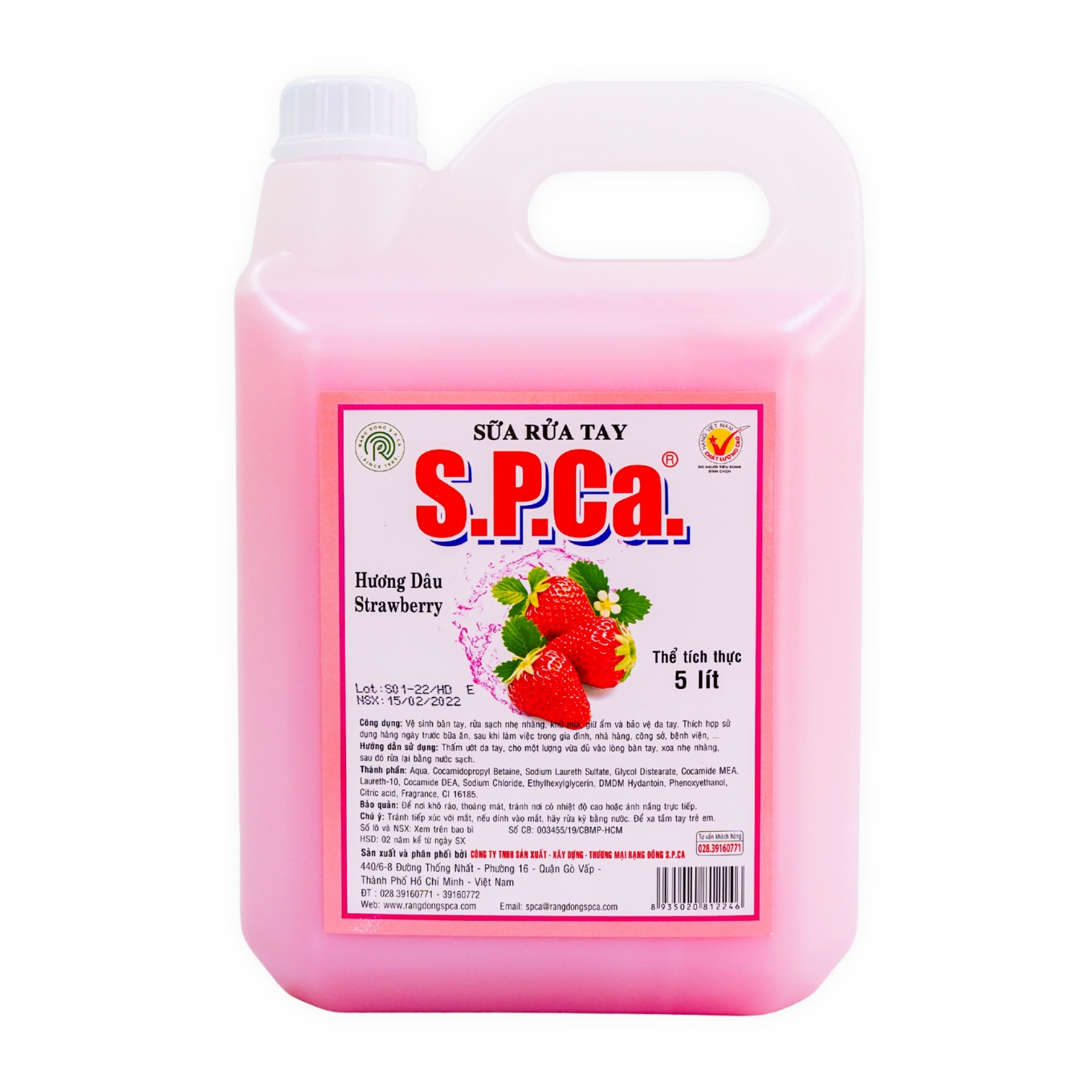 S.P.Ca Sữa Rửa Tay Dâu 5 Lít (CAN)