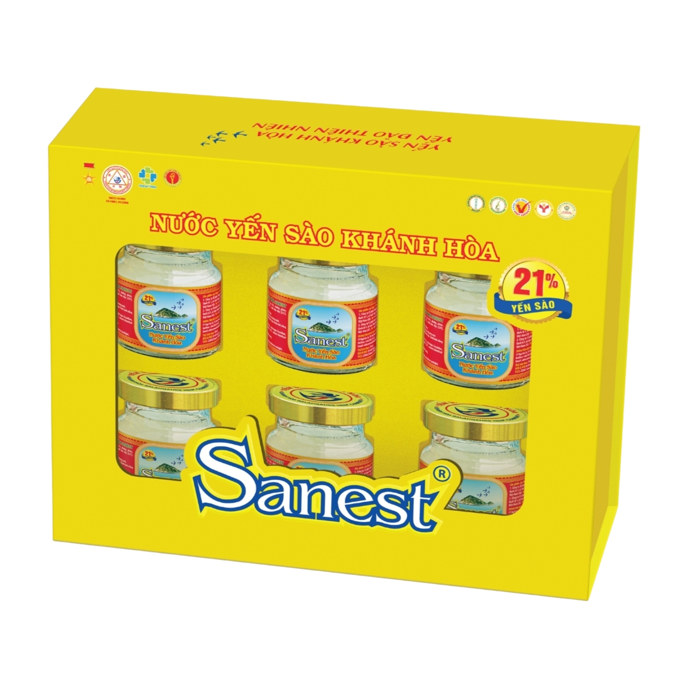Lốc nước yến sào hộp quà Sanest hũ 70ml (6 Hũ)