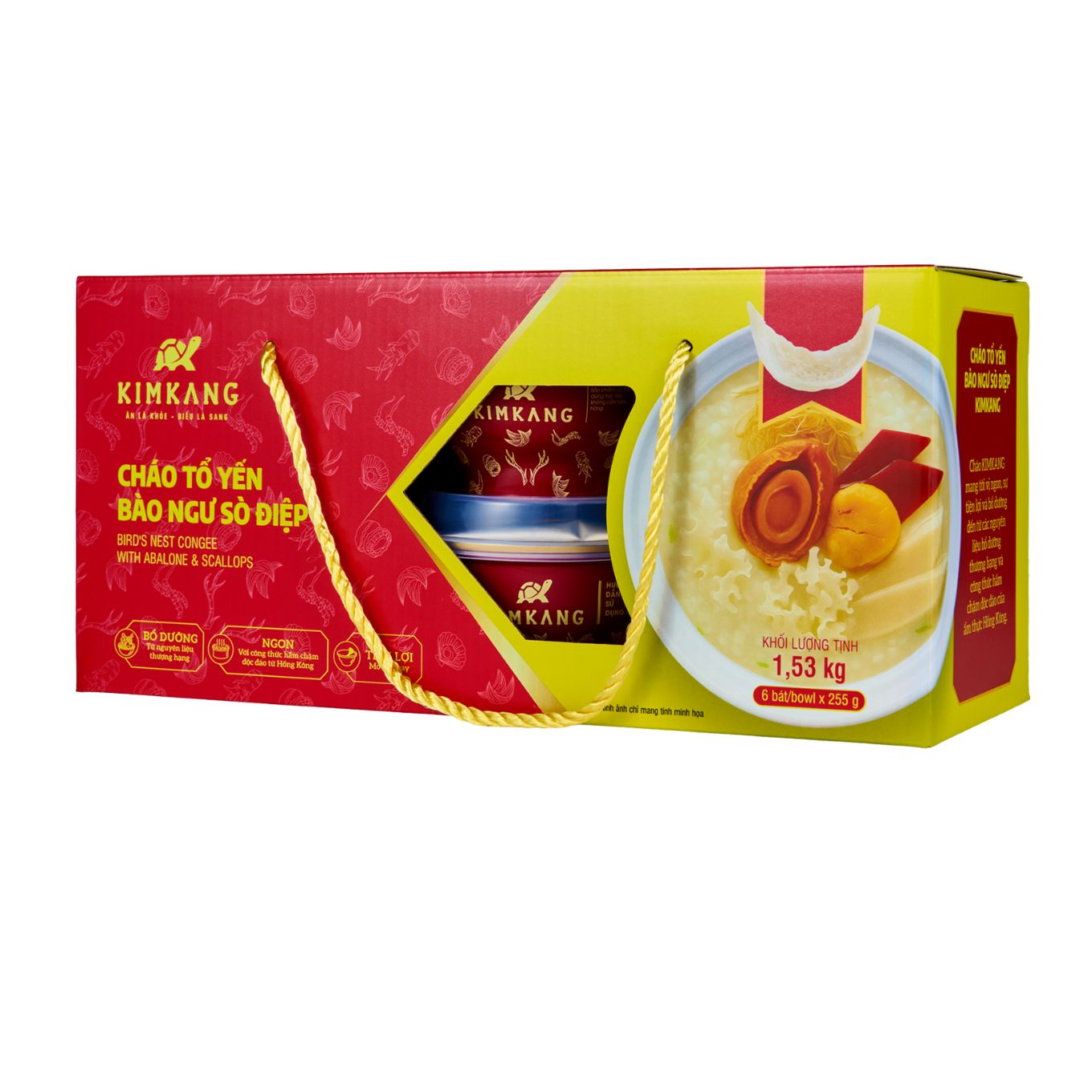 Súp tổ yến đùi gà hầm nhân sâm và trùng thảo KimKang hộp 6 bát (6*255g) (1 Hộp)
