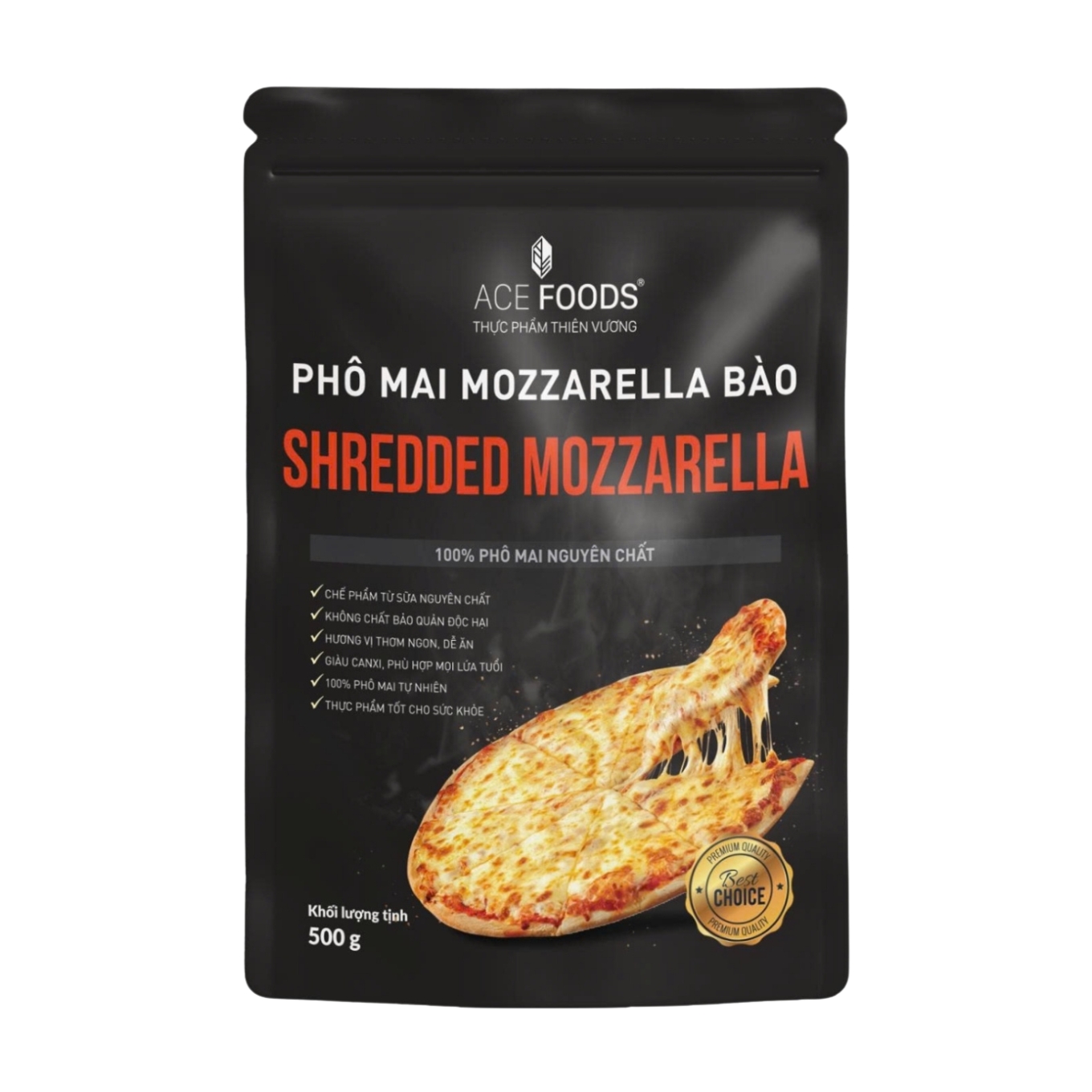 Mozzarella Phô Mai Bào Đông Lạnh 500g (GÓI)