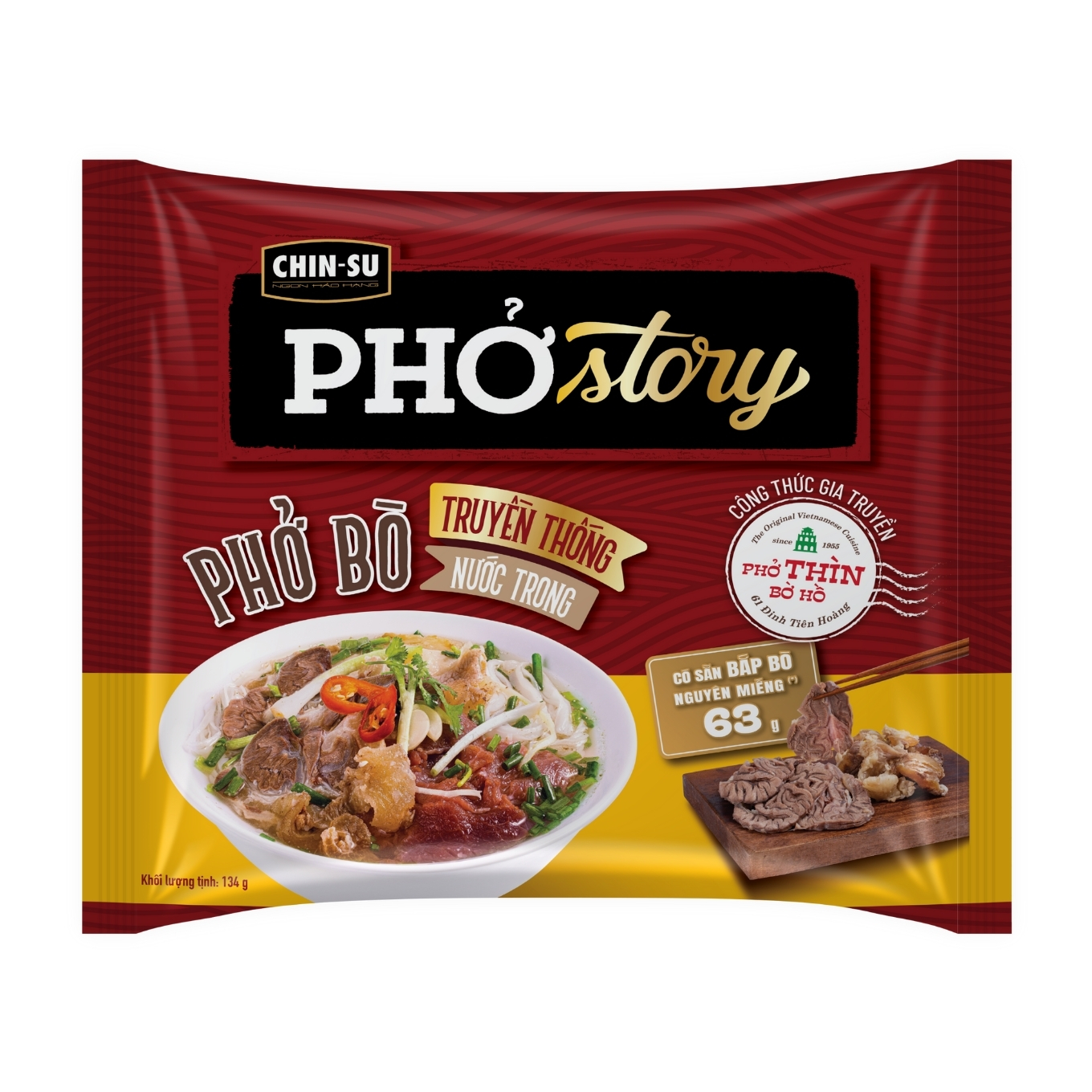 Phở Bò Truyền Thống Nước Trong Có Thịt Thật Phở Story Chinsu Gói 134g
