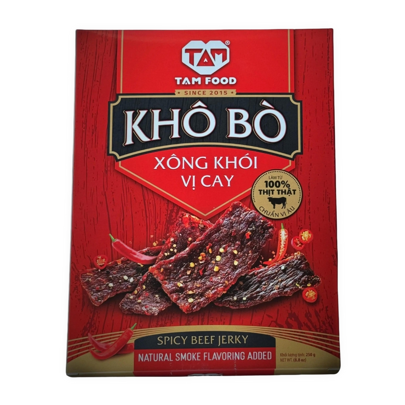Khô bò xông khói vị cay Tam Food hộp giấy 250g (1 Hộp)