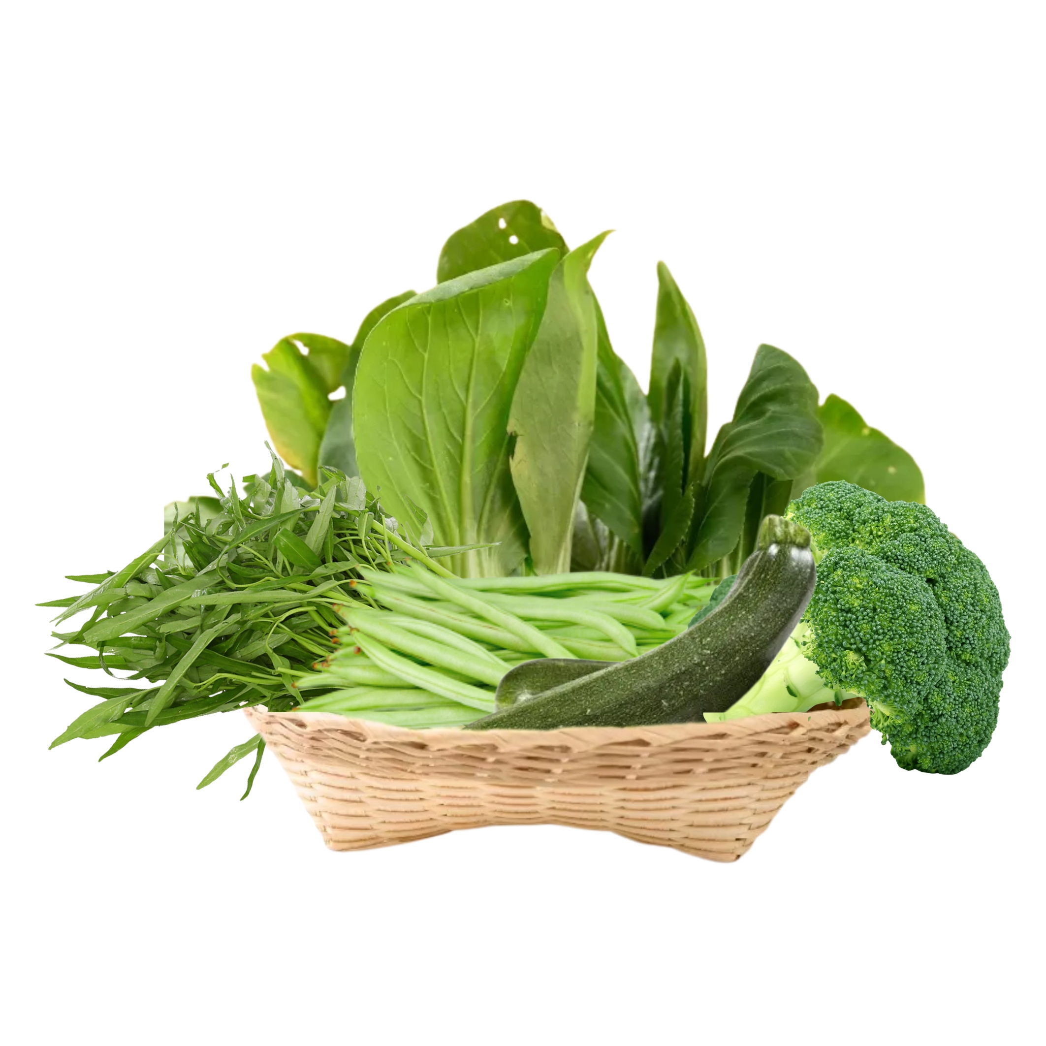 Combo rau củ 5 loại: bông cải xanh, cải thìa, bí ngòi, rau muống, đậu ...