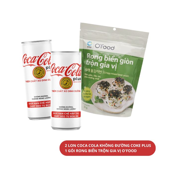 Combo ăn vặt có gu - Coca cola không đường Coke plus và rong biển giòn ...
