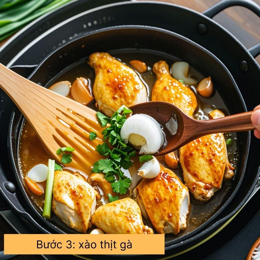 xào thịt gà