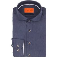 Suitable Herringbone Overhemd Navy