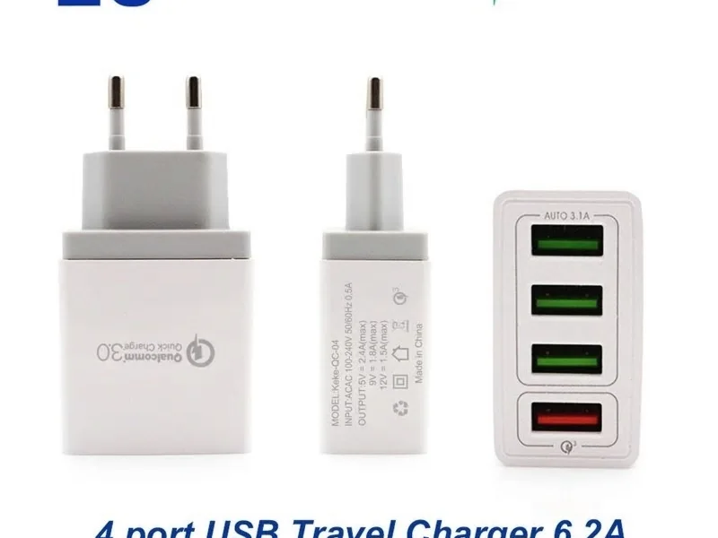 4 poorts USB Fast Charger, voor o.a. iPhone en Samsung