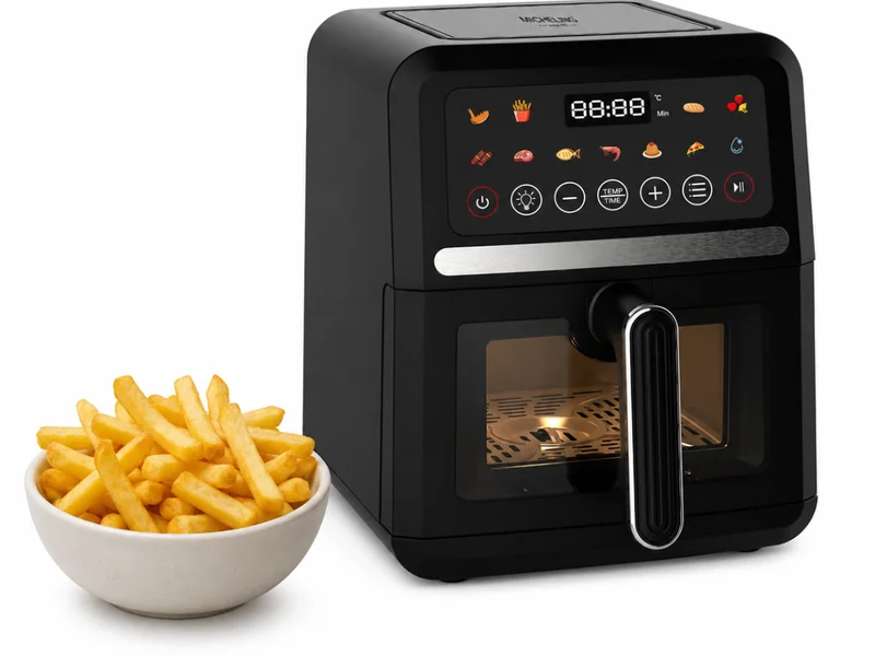Michelino Airfryer - Heteluchtfriteuse - 5L - 1500W met kijkvenster