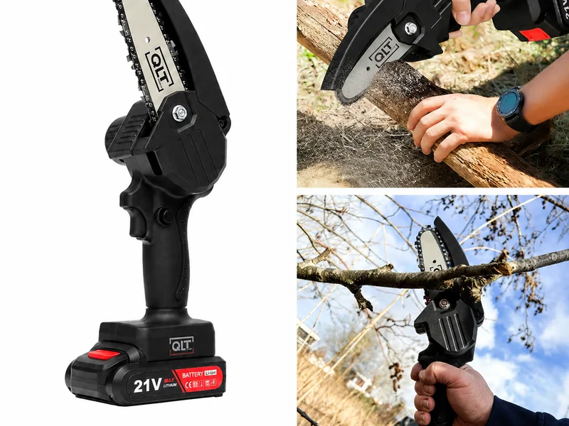 QLT Mini Kettingzaag - 21V Accu - 10 cm Zaagblad - Met Koffer