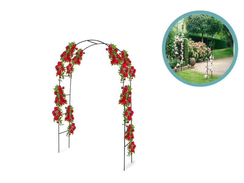 Kinzo Rozenboog Metaal 240 x 140 cm - Rozen Plantensteun voor Klimplanten - Tuinboog en Plantenklimrek - Klimplantgeleider