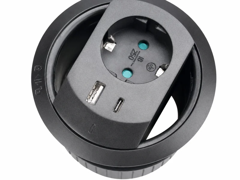 Profile Bureaustekkerdoos Usb-a en Usb-c - Zwart