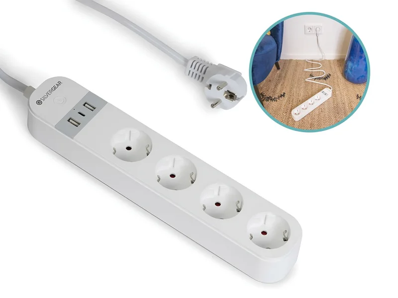 Silvergear Slimme Wifi Stekkerdoos - USB-C en USB-A