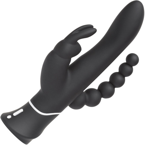 Happy Rabbit Triple Curve Waterproof Rechargeable Vibrator - Black