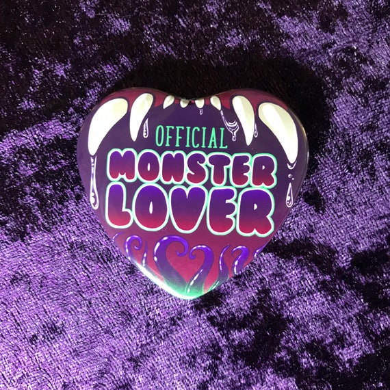 Monster Lover/ Fker 2in Heart Button Pin | Etsy Australia