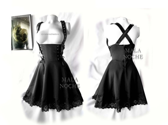 Dress Barbara Black Dress Vegan Leather Dress Gothic Dark | Etsy