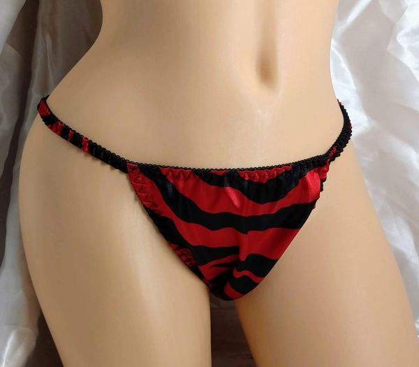 RED ZEBRA SATIN STRING BIKINI
