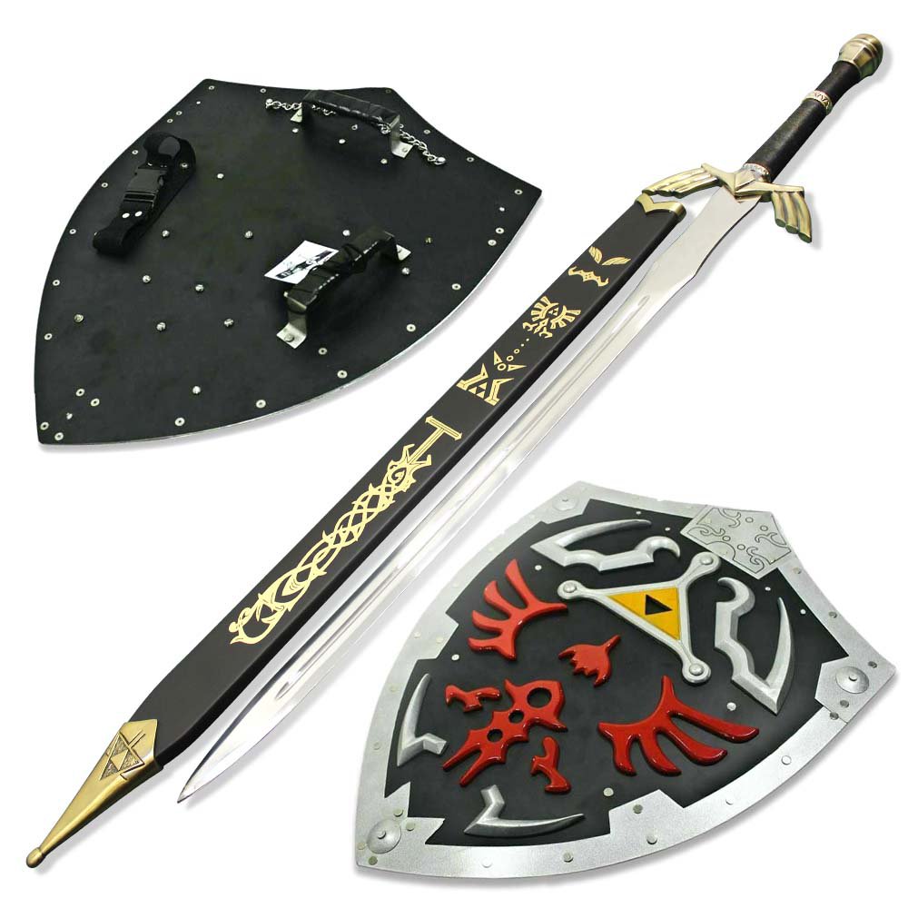 Link Dark Hylian Shield zelda black & Master Sword SHARPENED Skyward