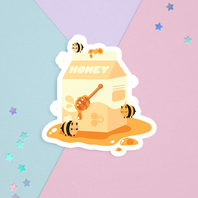 Honey Bee Milk Carton Sticker | Midnite Moon Trip
