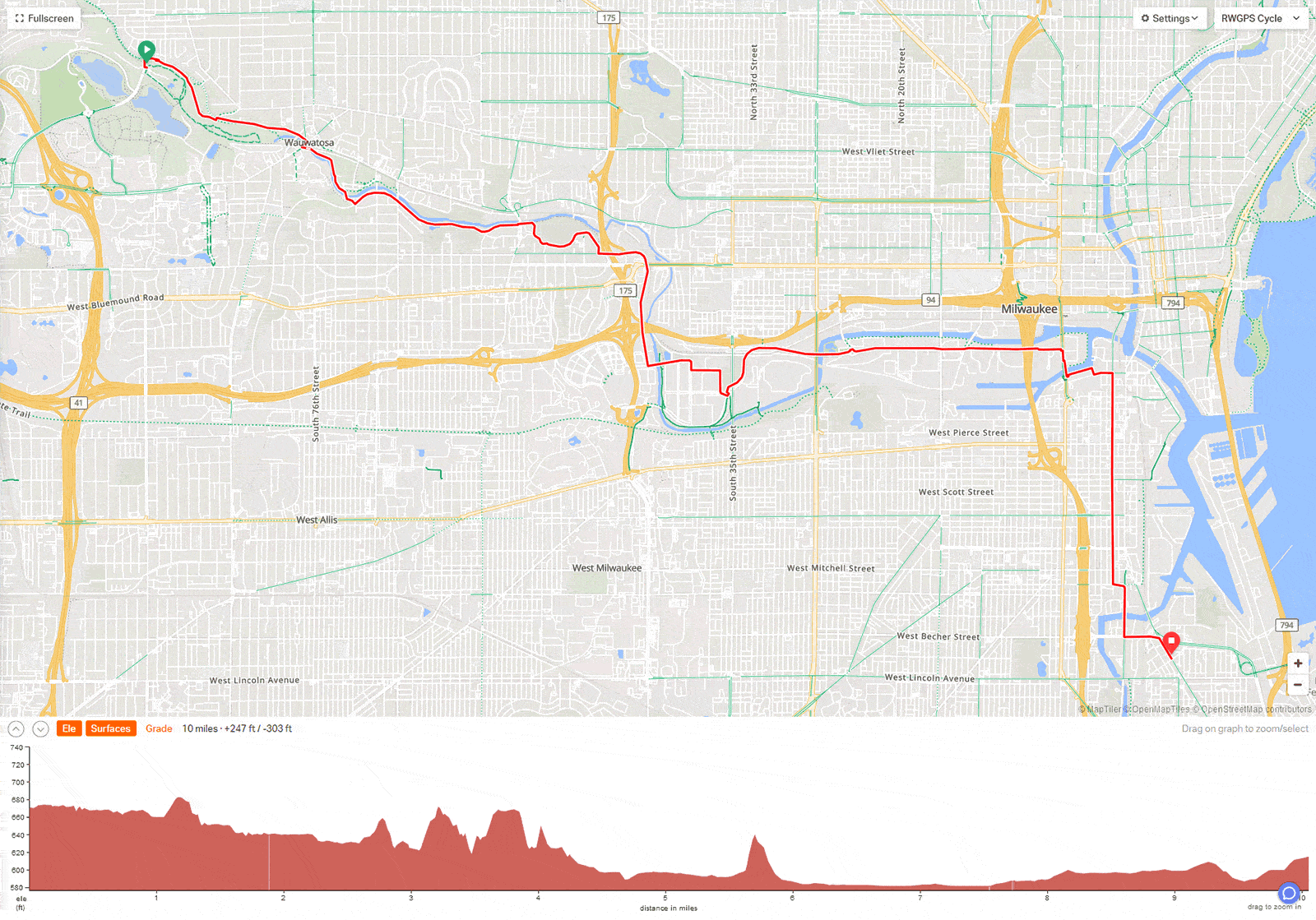 Map from Hoyt Park to Bay View ToAD