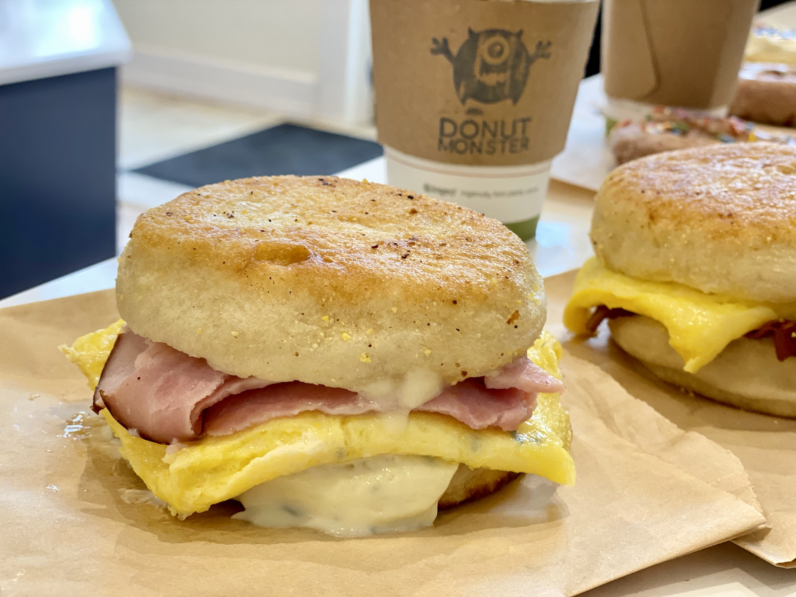 Donut Monster breakfast sandwich