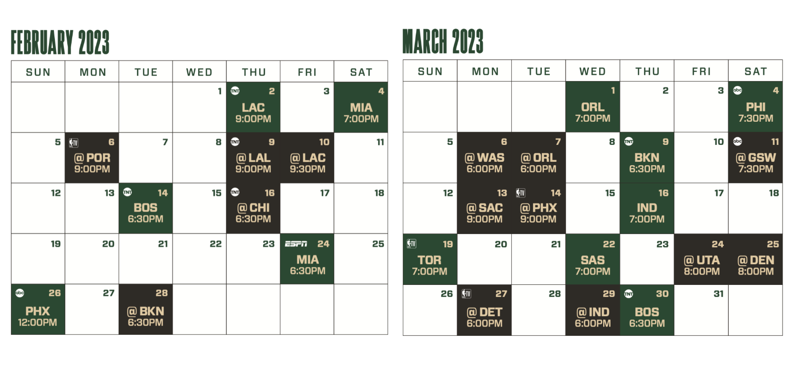 Bucks Schedule 2022-23 Printable - Printable World Holiday