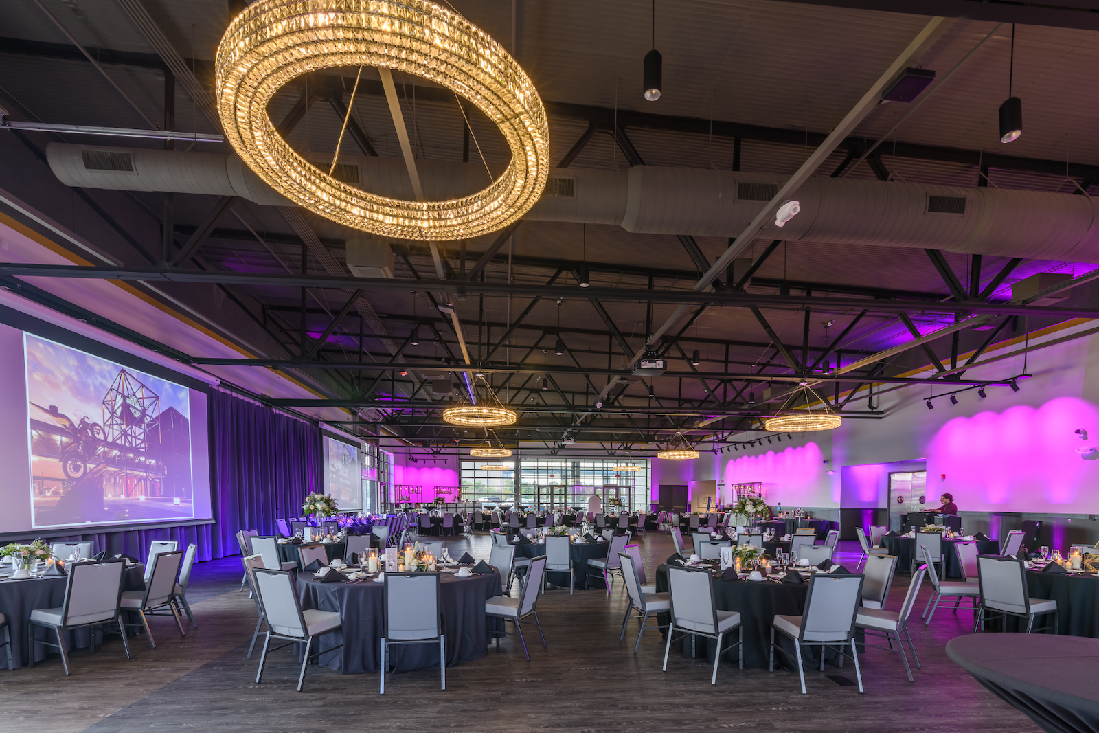 Event space set up for dinner